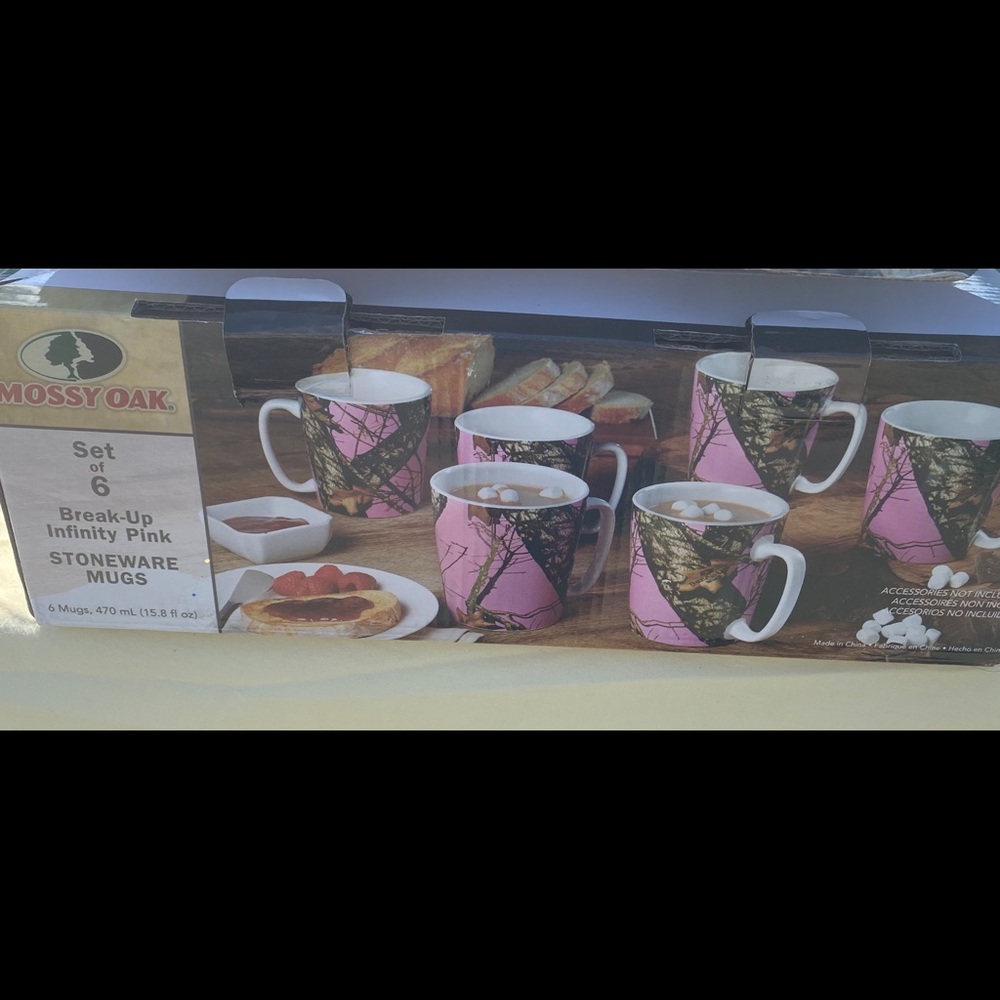 Mossy Oak Infinity Pink Camouflage—Set of 6 Stoneware Mug Set